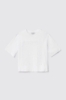 T-shirt cropped con inserto in pizzo macramè • Bianco