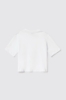 T-shirt cropped con inserto in pizzo macramè • Bianco