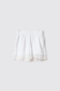 Short in felpa con balza in pizzo macramè • Bianco