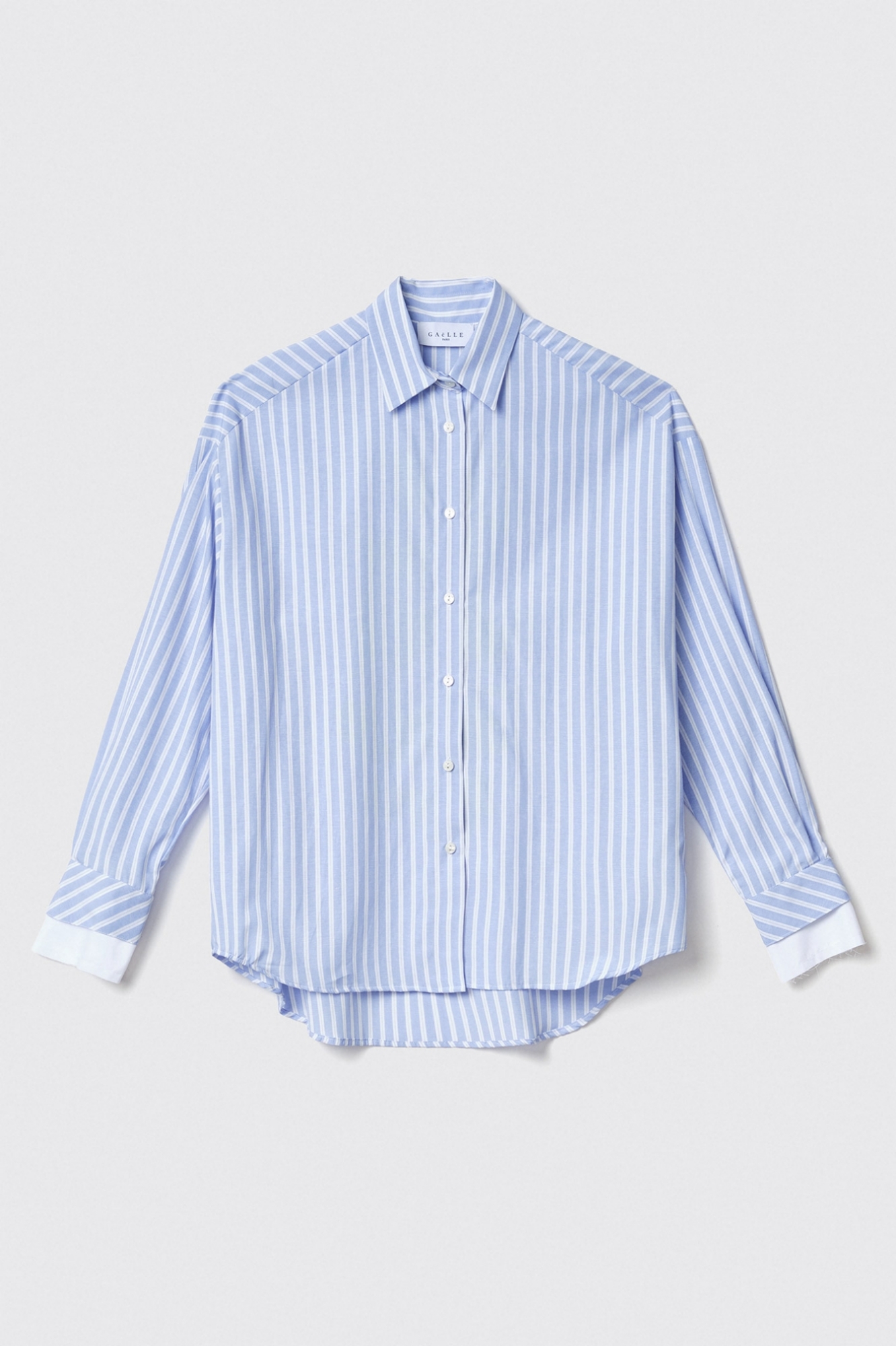 Camicia con doppio polsino in popeline bastonetto • Azzurro