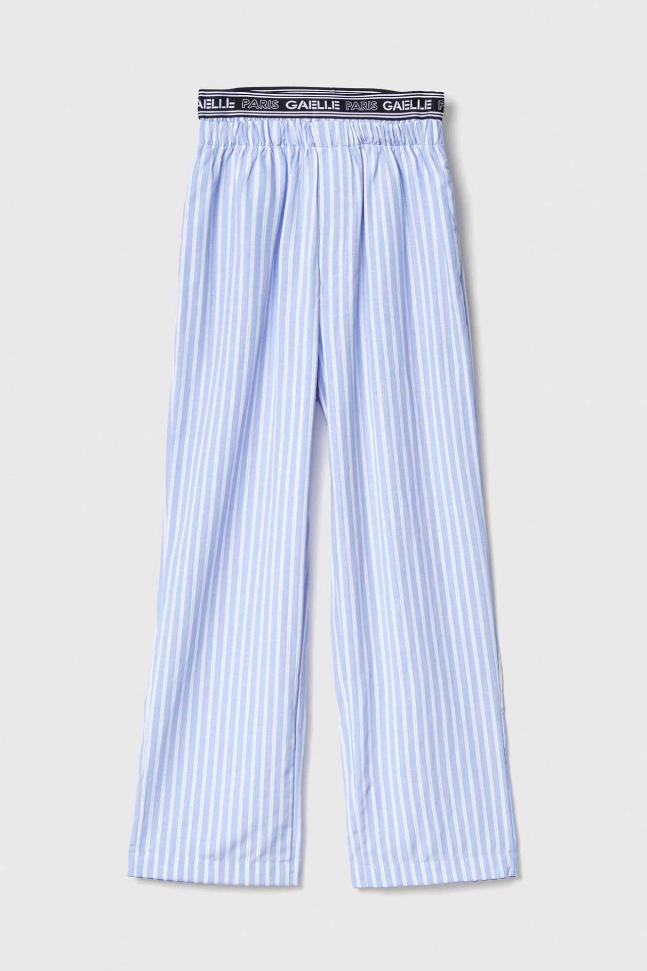 Pantalone in popeline bastonetto con elastico logato • Azzurro