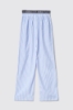 Pantalone in popeline bastonetto con elastico logato • Azzurro