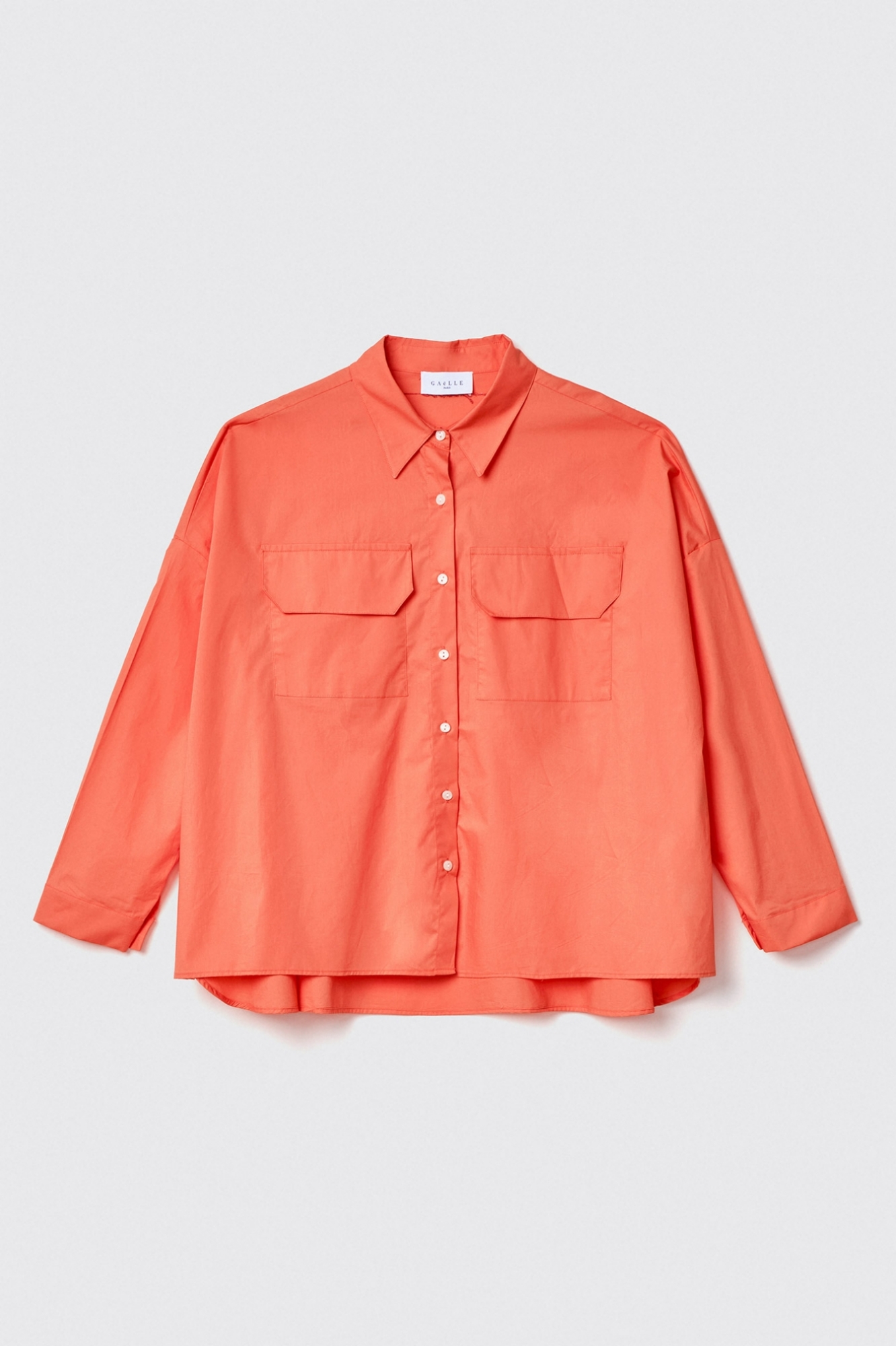 Camicia over con tasche in popeline • Arancio
