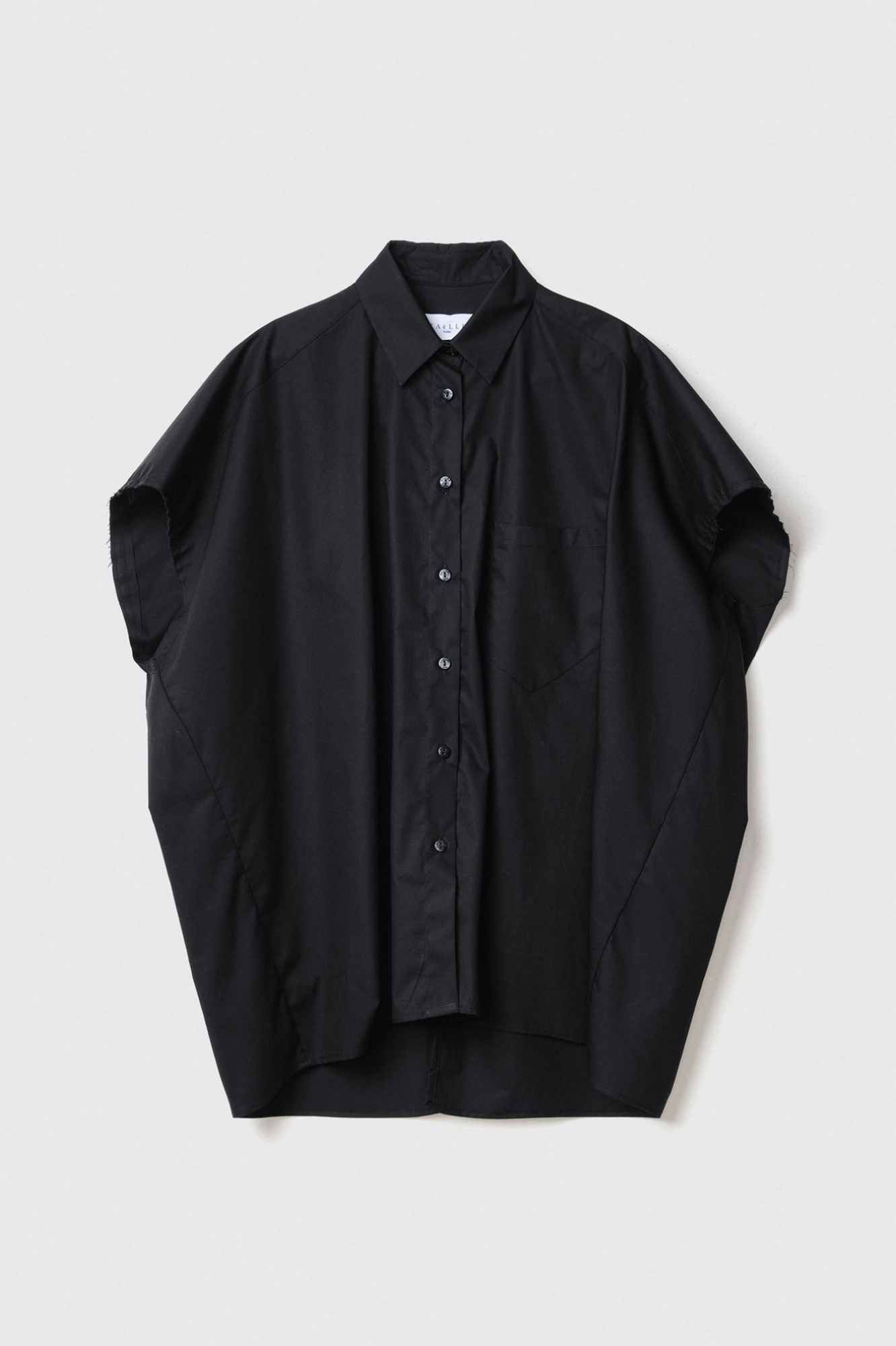 Camicia over smanicata in popeline • Nero