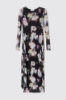 Abito longuette a manica lunga in tulle stretch • Nero