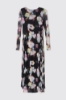 Abito longuette a manica lunga in tulle stretch • Nero