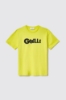 T shirt in jersey paricollo con stampa • Lime