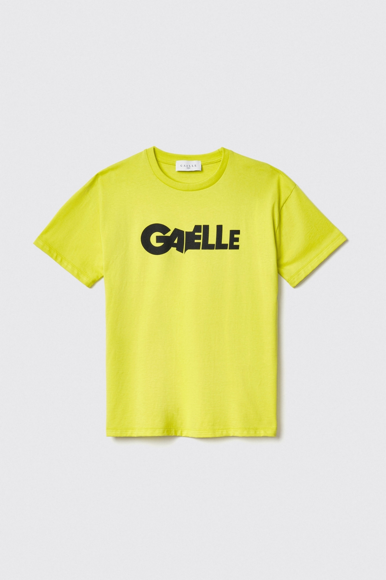 T shirt in jersey paricollo con stampa • Lime