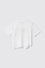 T shirt in jersey assimetrica paricollo con dettaglio pieghe e stampa • Bianco