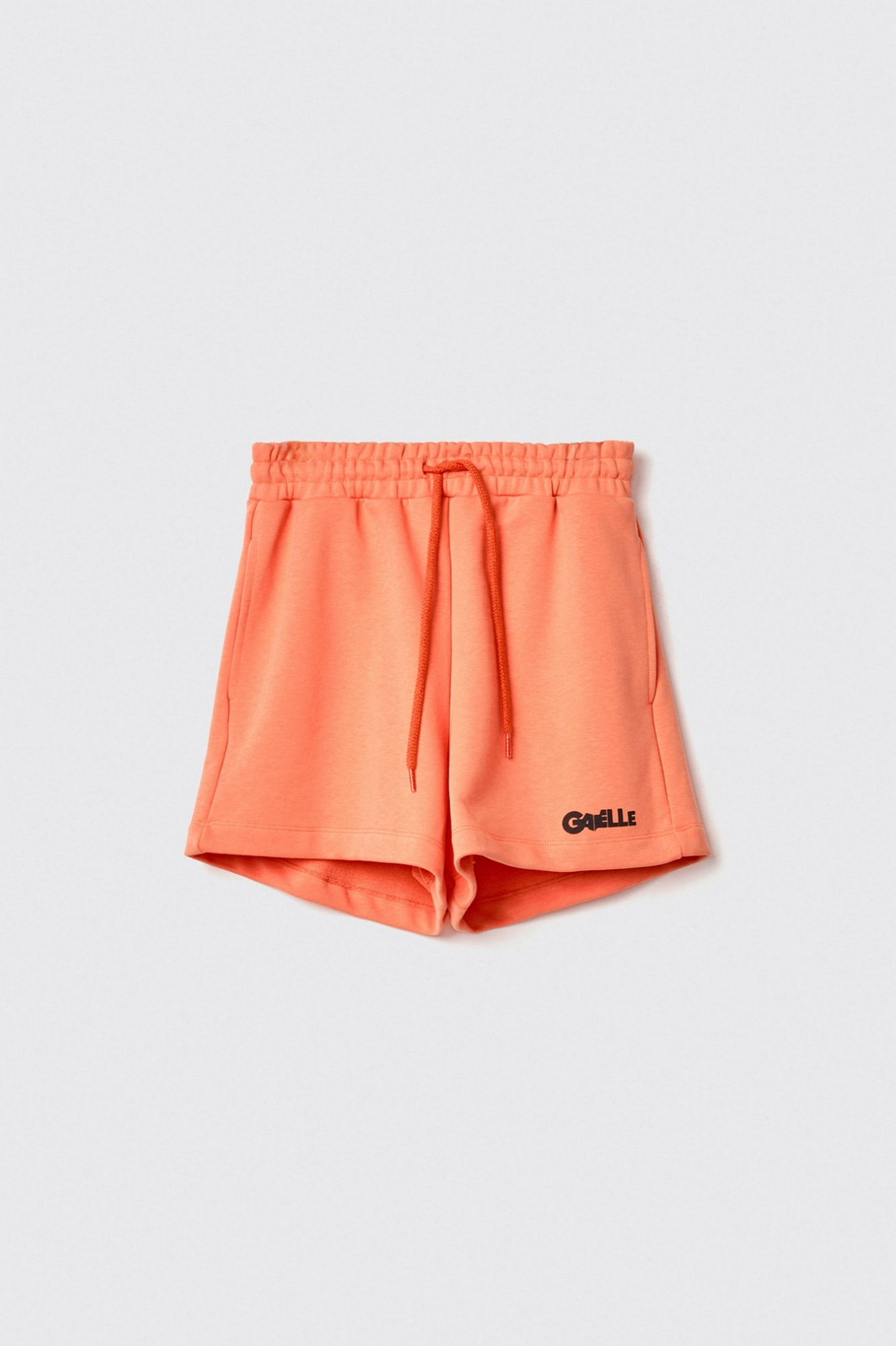 Short in felpa con cinto elastico e stampa • Arancio