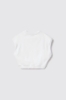 Felpa crop paricollo smanicata con dettaglio raglan e stampa • Bianco