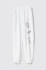 Pantalone in felpa tasche alla francese e ricamo • Bianco