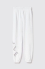 Pantalone in felpa tasche alla francese e ricamo • Bianco