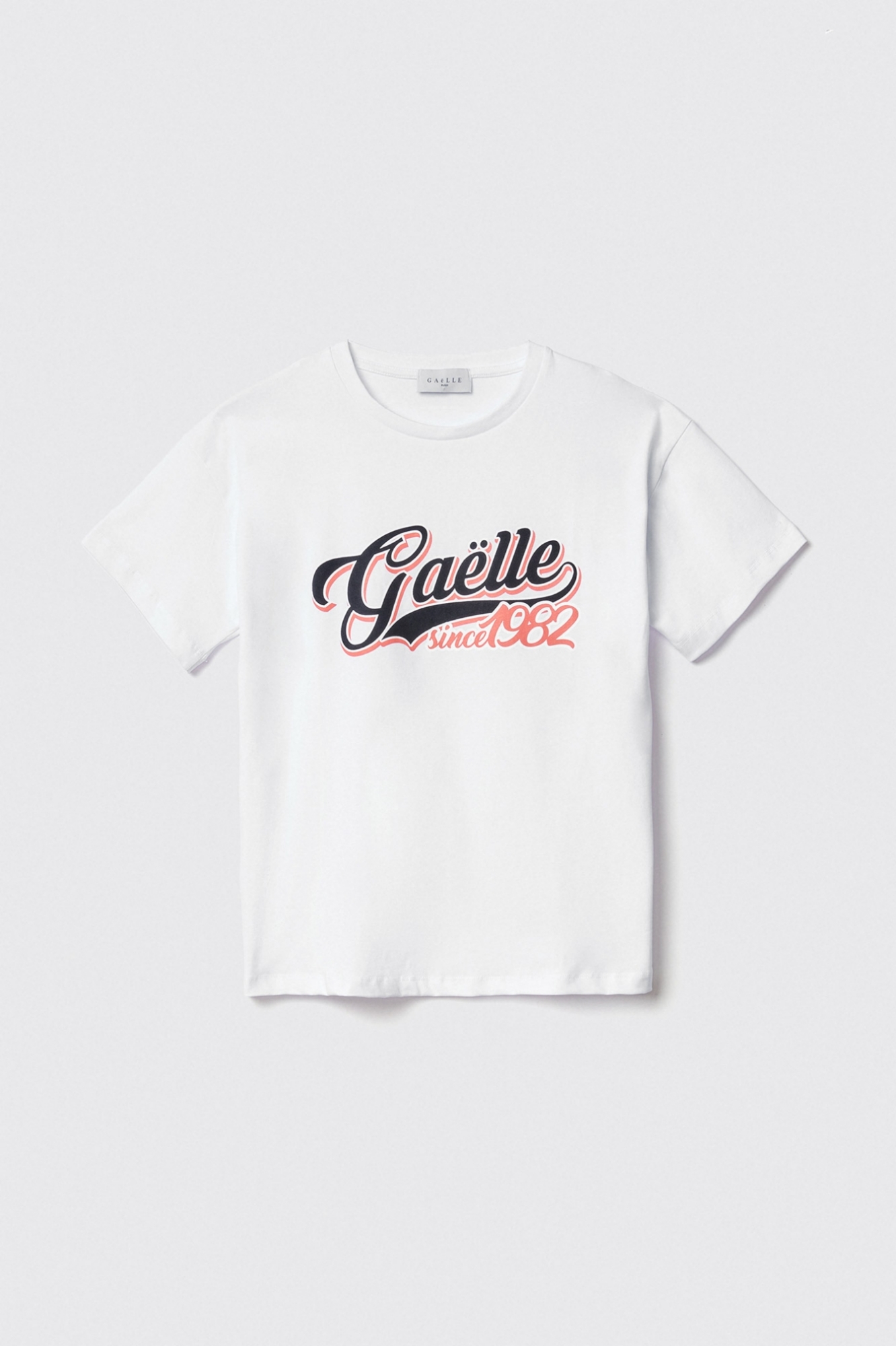 T shirt in jersey over paricollo con stampa • Bianco