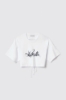 T shirt jersey paricollo con stampa • Bianco
