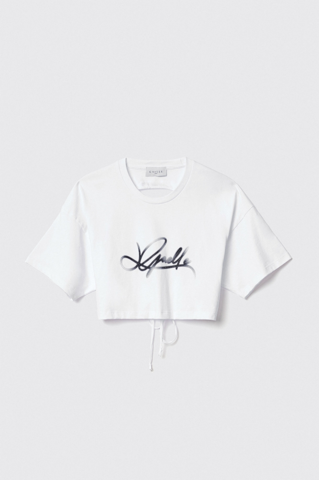 T shirt jersey paricollo con stampa • Bianco
