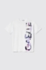 T shirt jersey paricollo con maxi stampa • Bianco