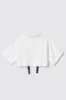 Felpa paricollo mezza manica crop raglan con laccio fantasia e stampa • Bianco