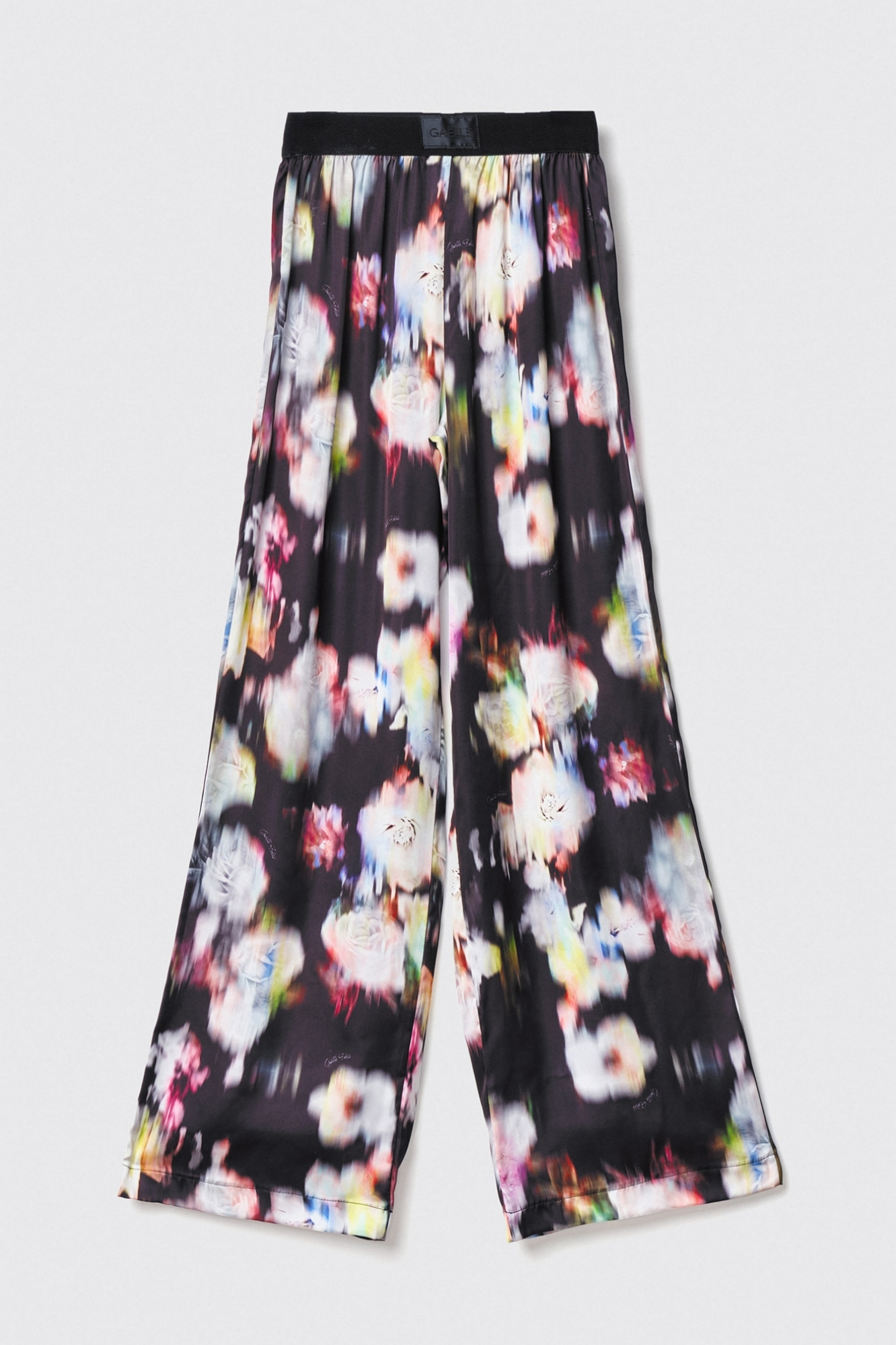Pantalone morbido in raso stampato • Nero