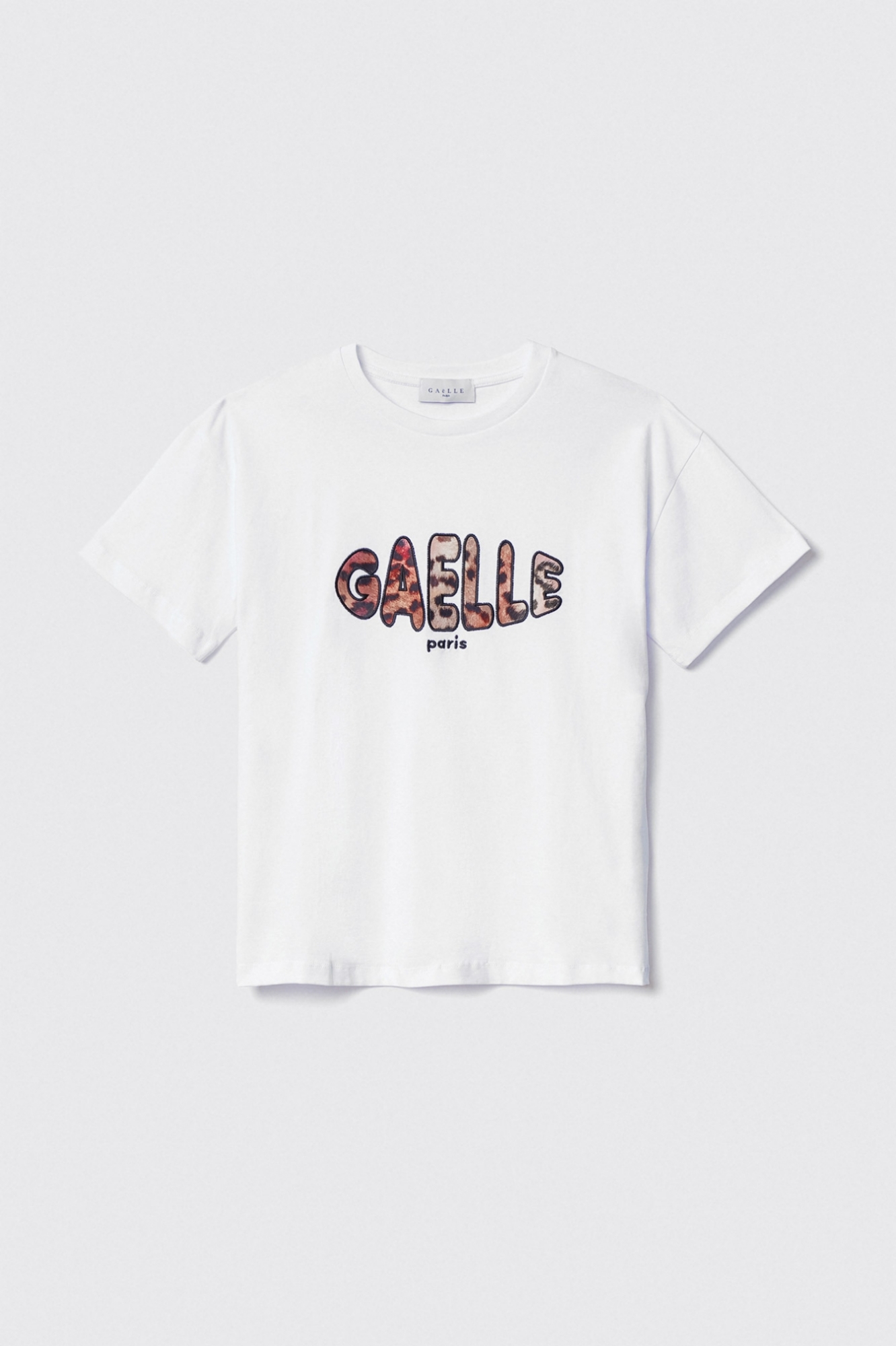 T shirt jersey paricollo con stampa • Bianco