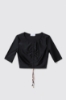 T-shirt paricollo con arricciatura al centro davanti • Nero