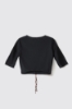 T-shirt paricollo con arricciatura al centro davanti • Nero