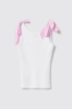 Canotta a costina con fiocchi sulle spalle • Bianco