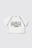 T shirt crop paricollo raglan con inserti profilo • Bianco