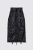 Gonna lunga in nylon zippata con stampa • Nero