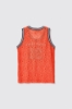 Canotta in pizzo con smanicato e ricamo • Arancio