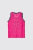 Canotta in pizzo con smanicato e ricamo • Fucsia