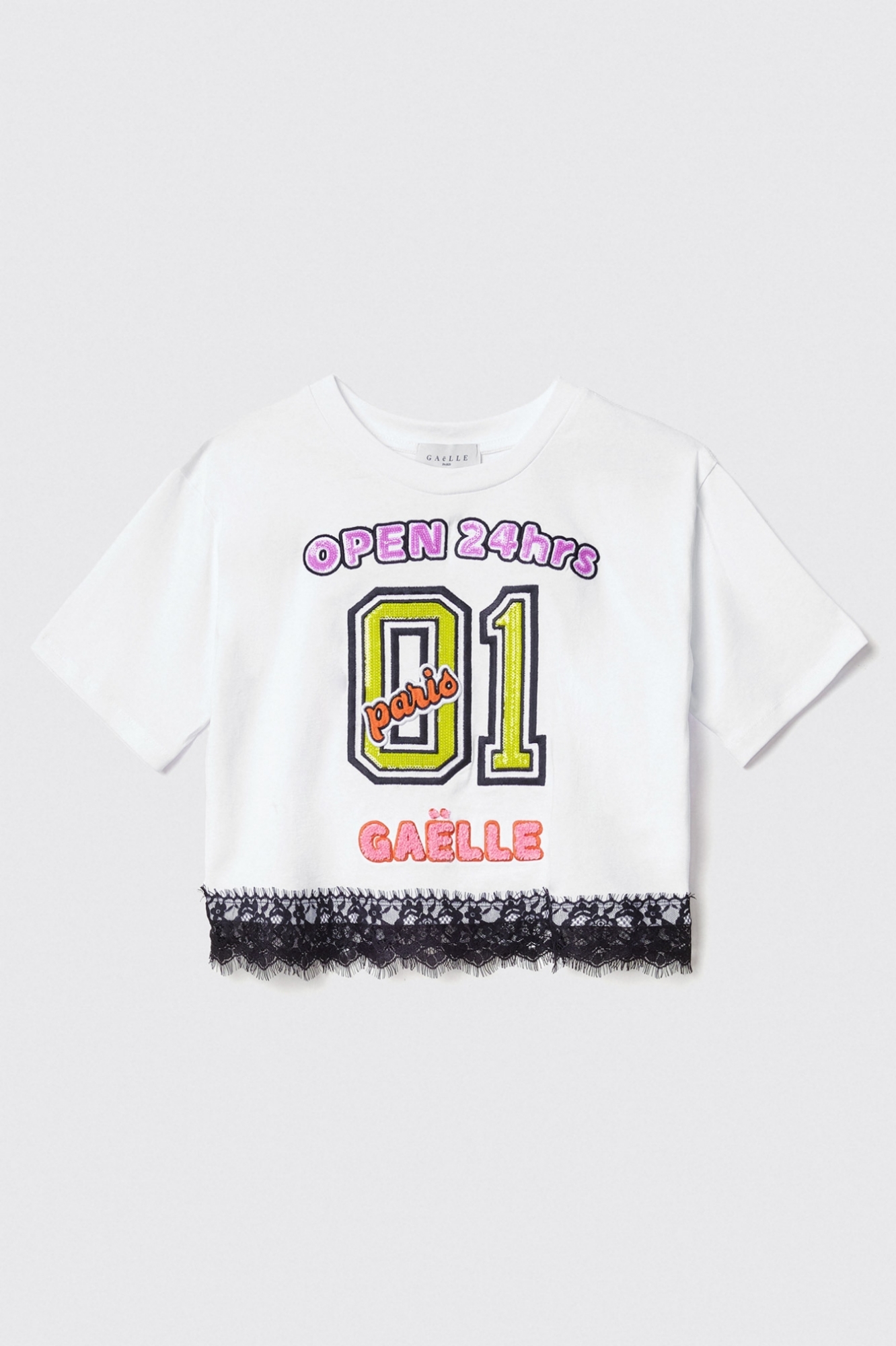 T shirt crop paricollo • Bianco