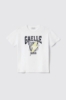 T shirt in jersey paricollo con stampa • Bianco