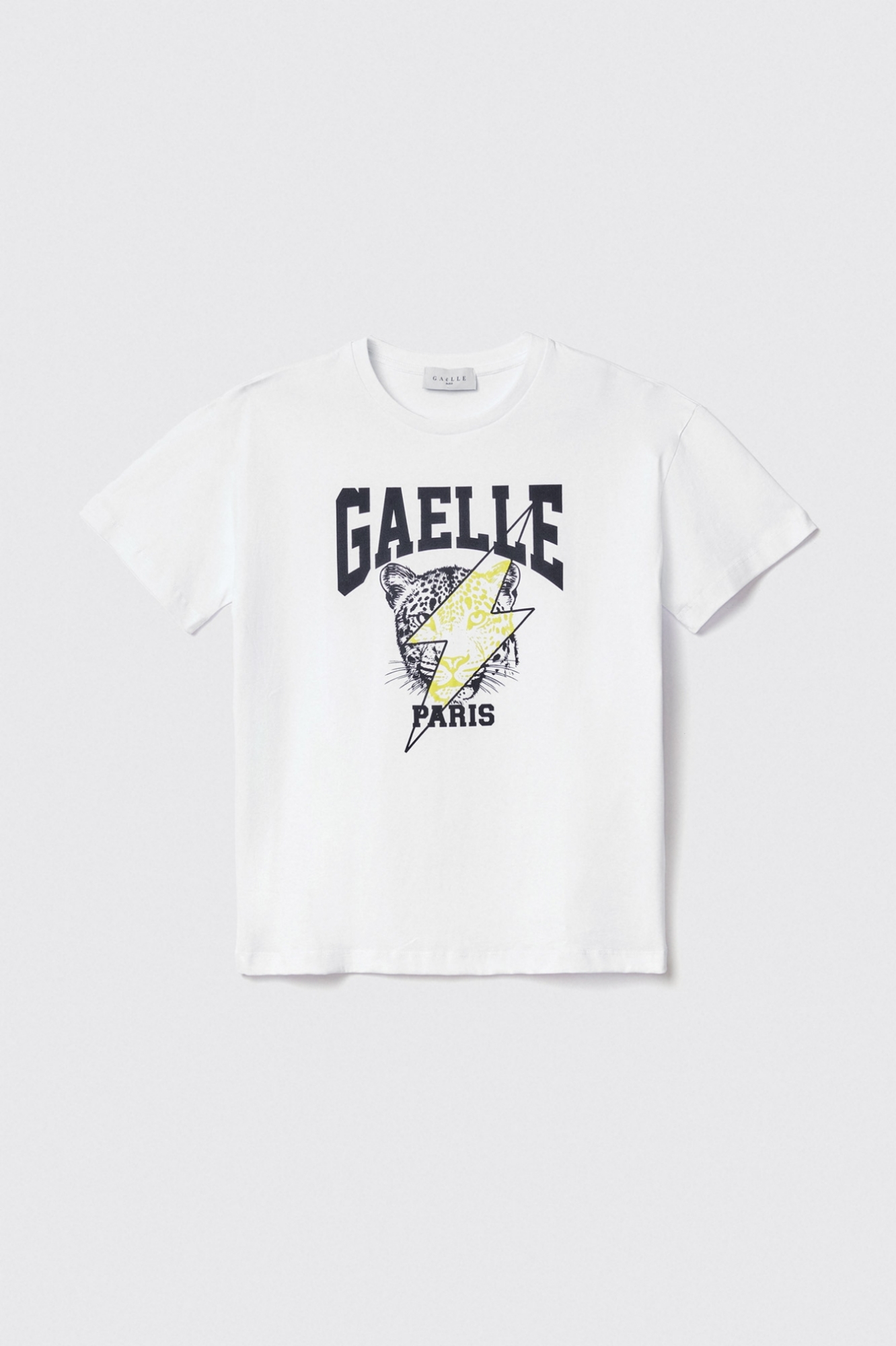 T shirt in jersey paricollo con stampa • Bianco