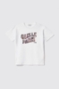 T shirt in jersey paricollo con stampa • Bianco