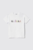 T shirt in jersey paricollo con ricamo • Bianco