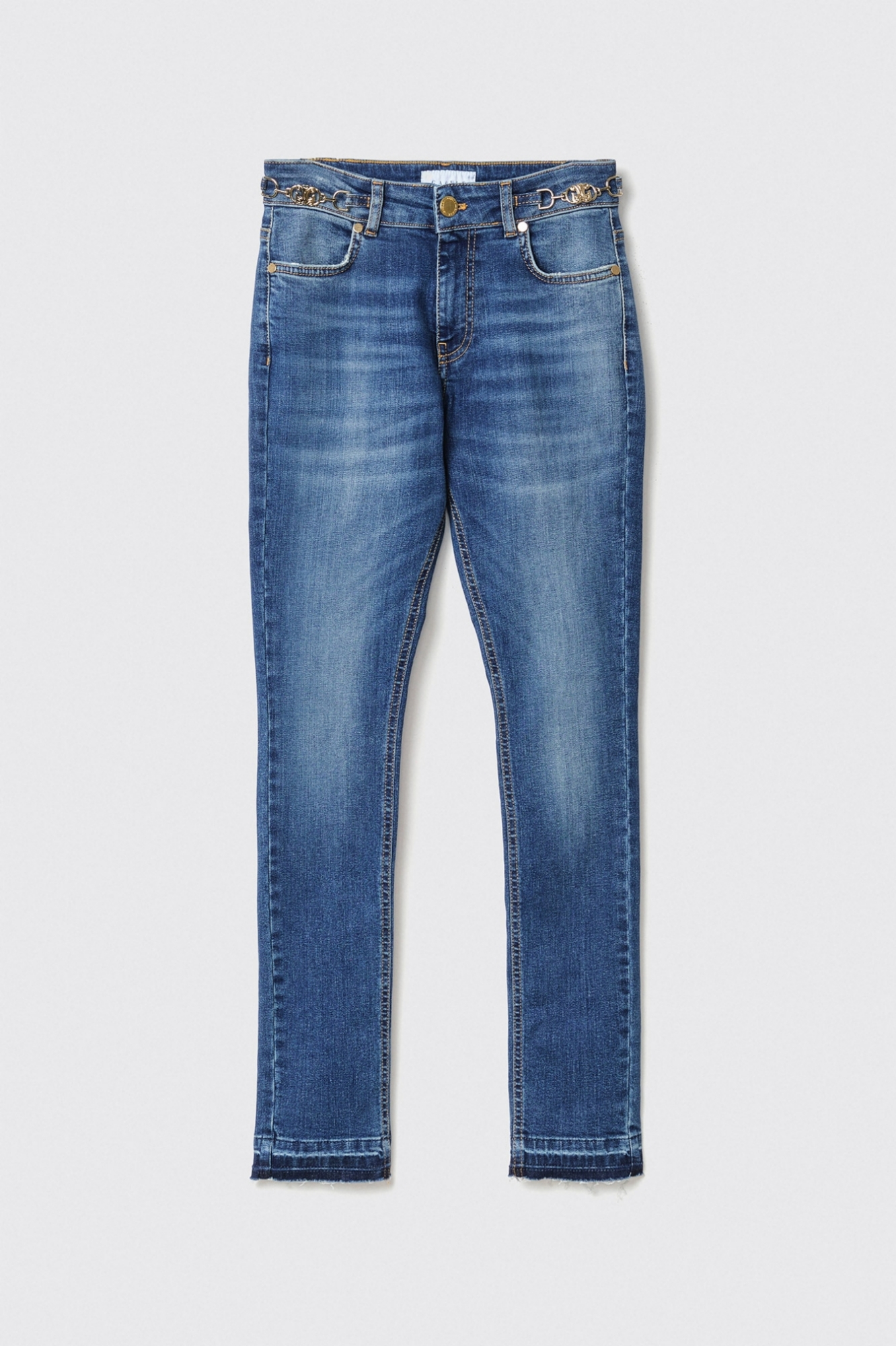 Pantalone mandy skinny carry over con morsetti • Blu