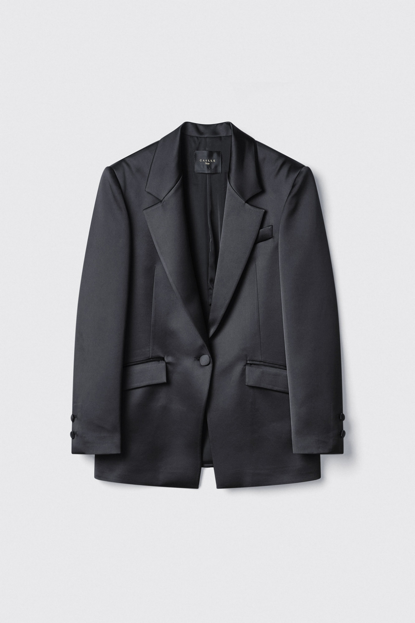 Giacca monopetto over in raso • Nero