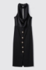 Abito midi all-in-one in raso e punto milano • Nero
