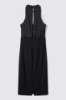 Abito midi all-in-one in raso e punto milano • Nero