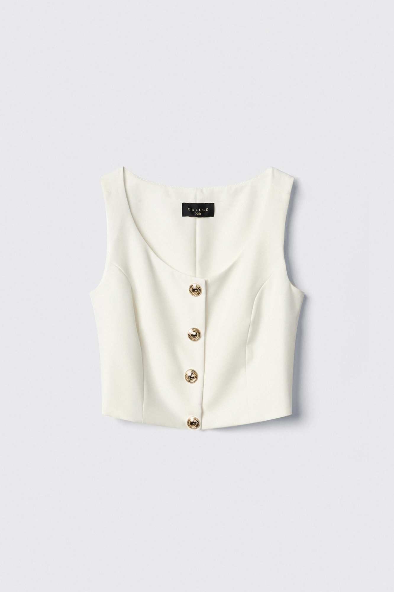 Top crop smanicato con bottoni in cady • Gesso