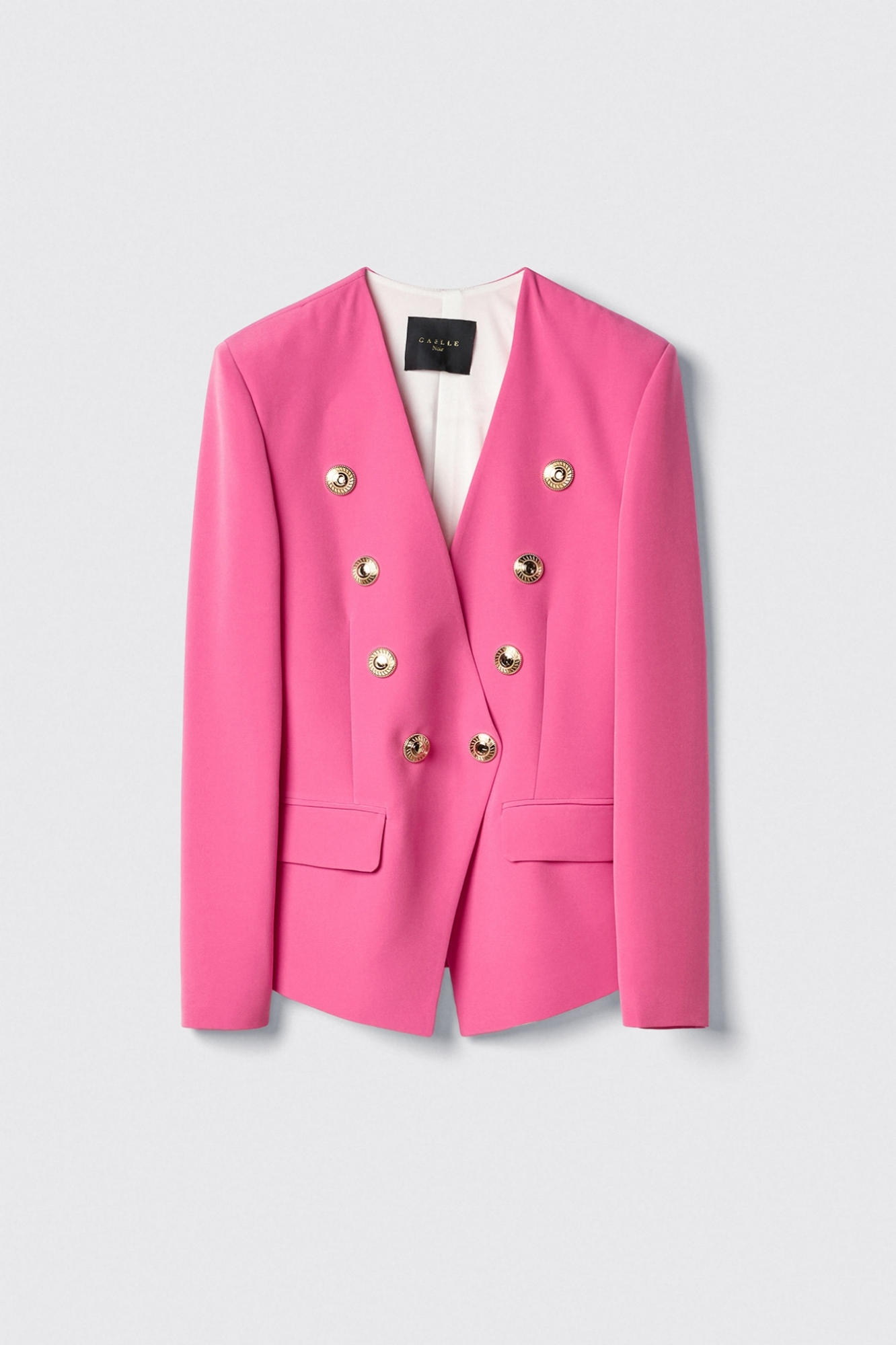 Giacca doppiopetto sfiancata in cady • Fucsia