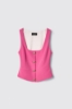 Top smanicato con bottoni in cady • Fucsia