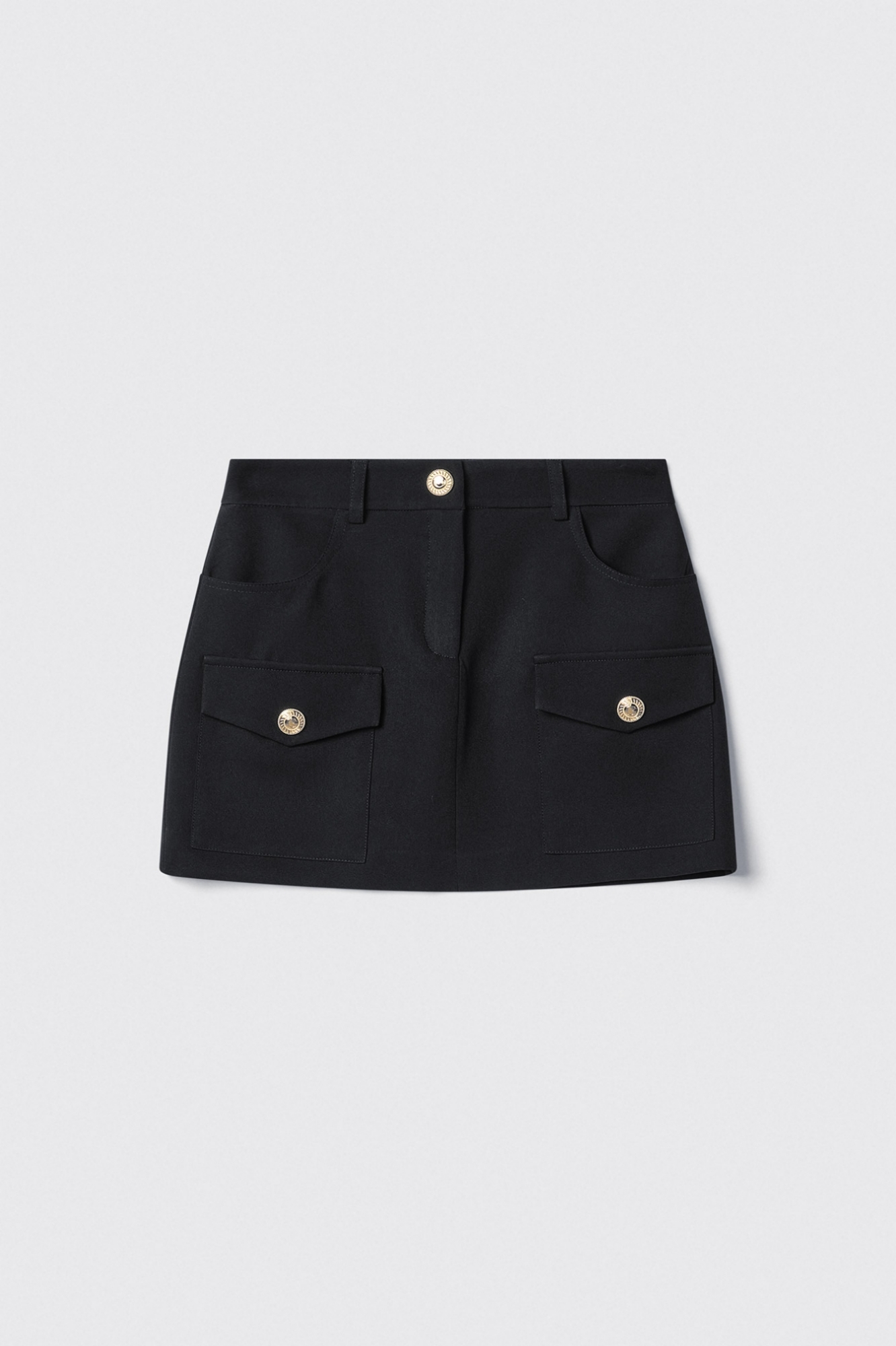 Gonna corta con tasche in cady • Nero