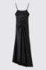 Abito lingerie con scollatura profonda in raso • Nero