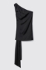 Abito corto monospalla in twill opaco • Nero