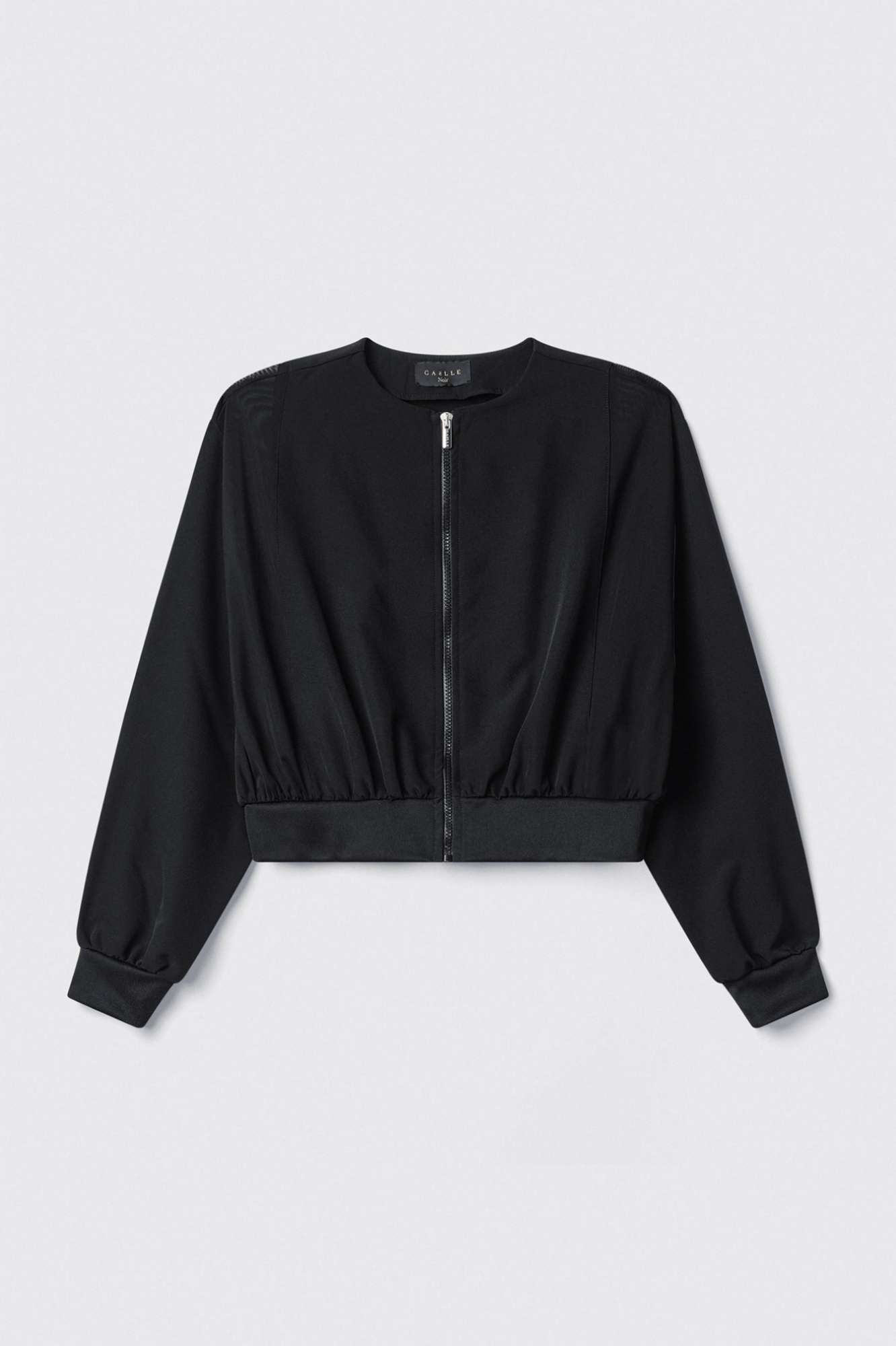 Giubbino zip con dettaglio tulle • Nero