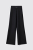 Pantalone dritto con dettaglio tulle in vita • Nero