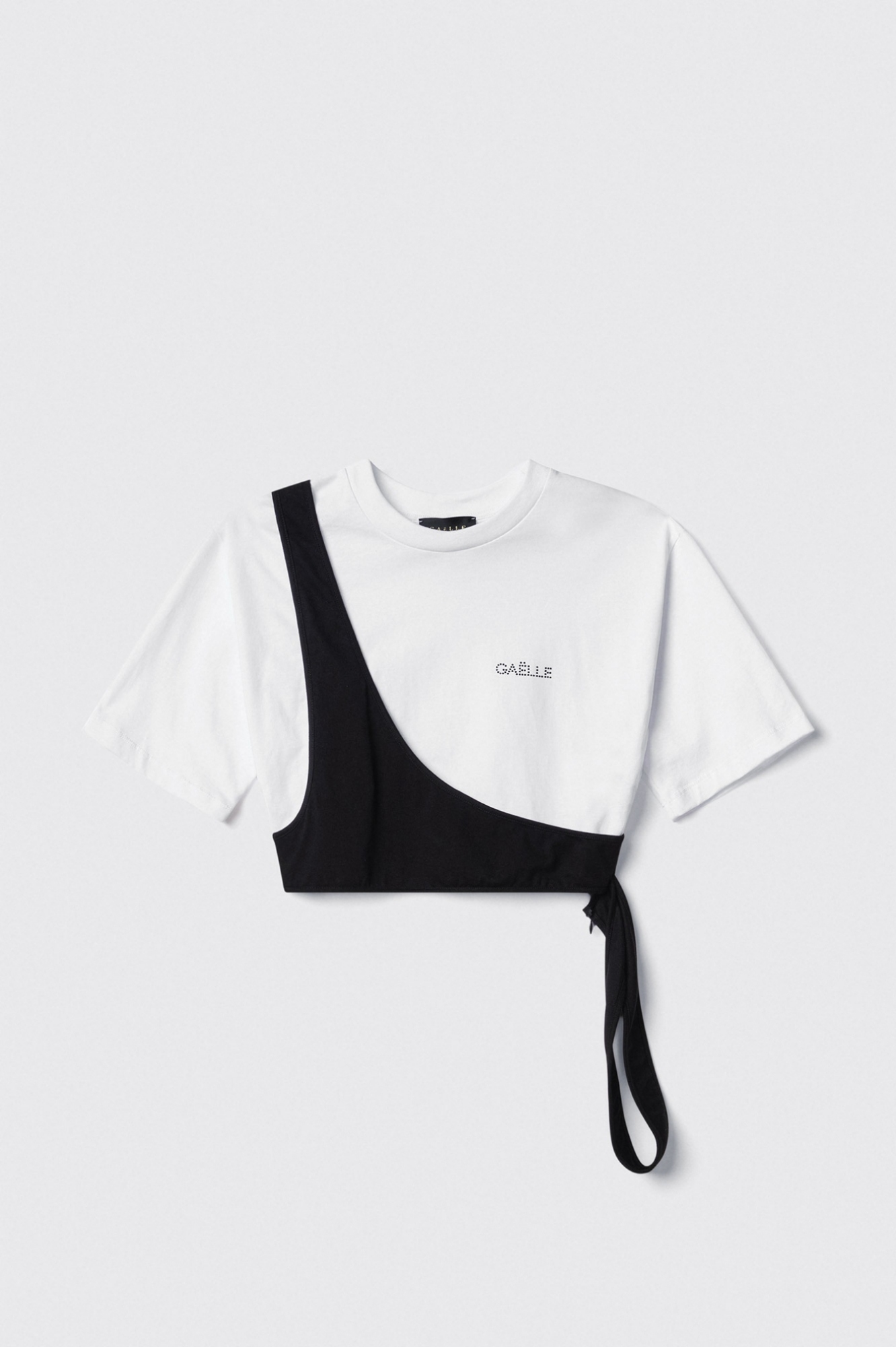 T-shirt crop con dettaglio monospalla • Bianco