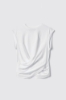 T-shirt smanicata con incrocio sul davanti e logo in strass neri • Bianco